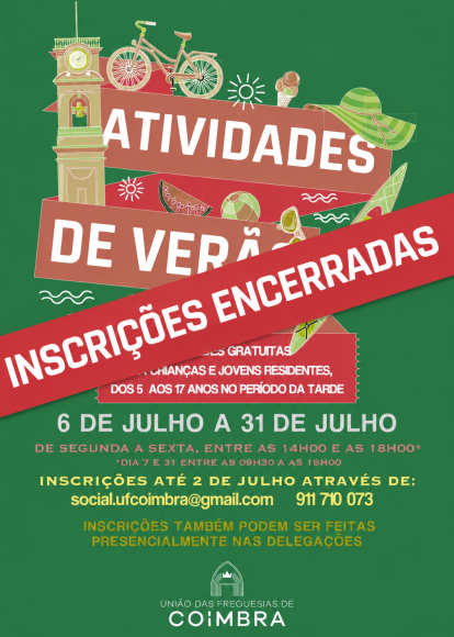 F&eacute;rias de ver&atilde;o UFC - 6 a 31 de Julho - para jovens dos 5 aos 17 anos - Inscri&ccedil;&otilde;es encerradas.